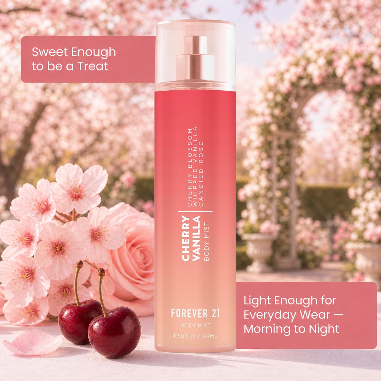 Forever 21 Cherry Vanilla Body Spray Mist | Lightweight & Sweet Everyday Scent | Sweet Body Spray with Cherry Blossom Top Notes, Whipped Vanilla Beauty & Personal Care Forever 21