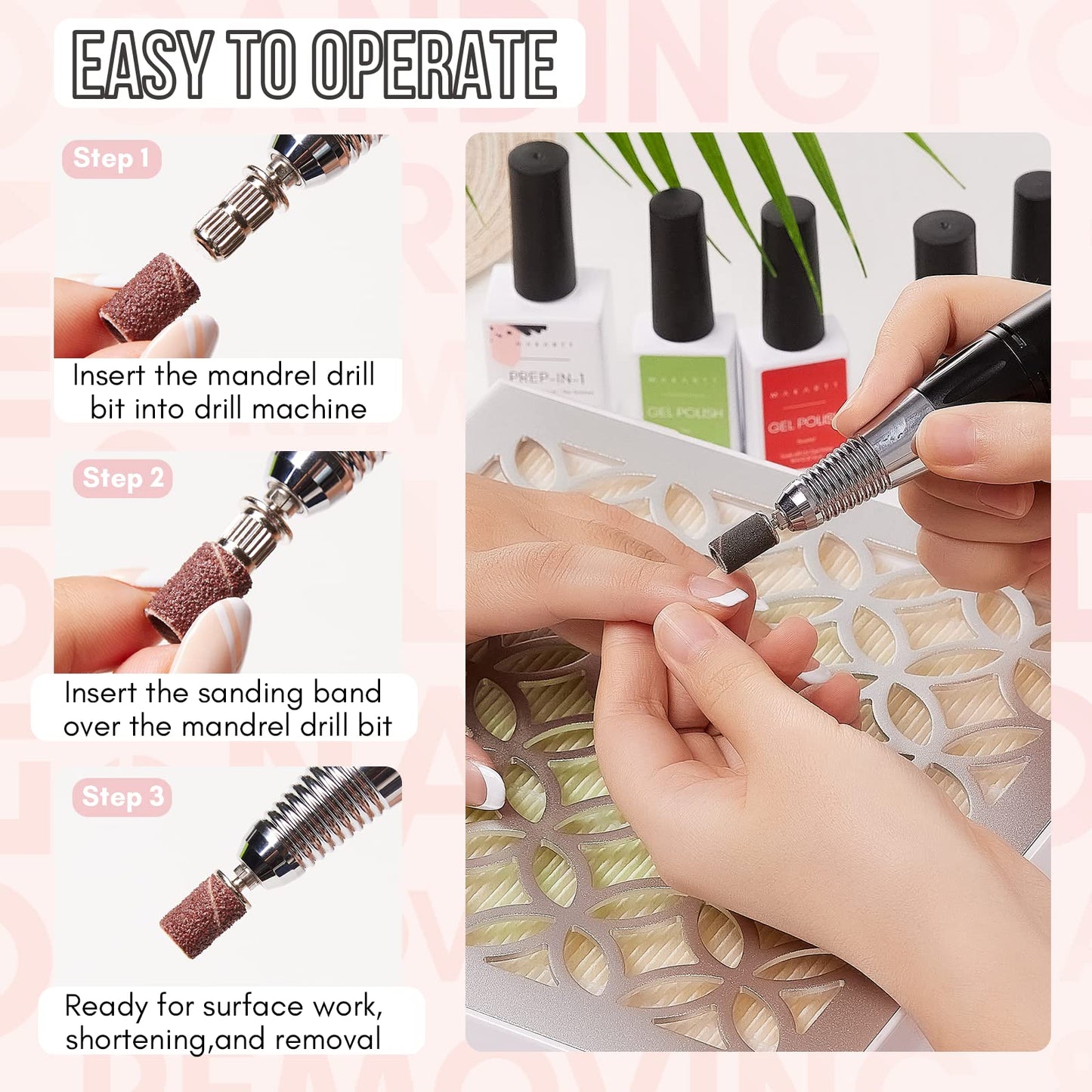 Makartt Nail Drill Bits Sanding Bands - for Nail Drill #80#150#240 Grits 300Pcs File Sanding Bands Zebra Brown Professional Bits Set for Acrylic Nails Beauty & Personal Care Makartt