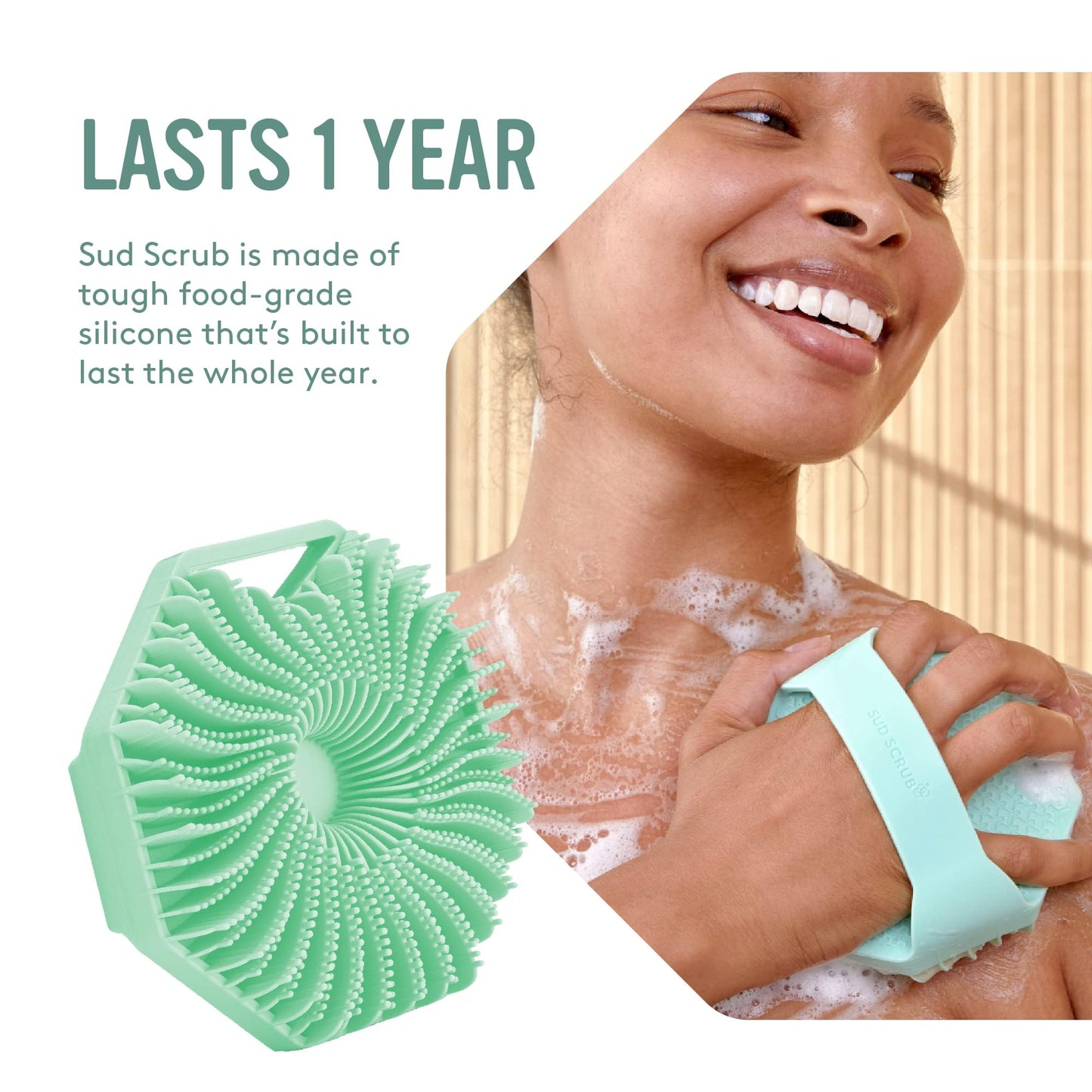 Sud Scrub® Antimicrobial Silicone Body Scrubber, Exfoliating Body Scrubber for Sensitive Skin, Eco Friendly Shower Scrubber for Body, Silicone Body Beauty & Personal Care Sud Scrub