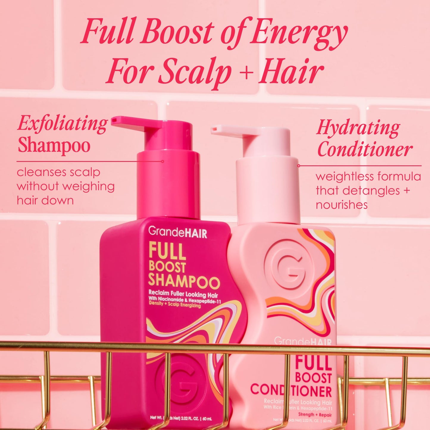 Grande Cosmetics GrandeHAIR Full Cleanse Travel Kit - Travel Size Shampoo & Conditioner - for Healthier, Fuller-Looking Hair Beauty & Personal Care Grande Cosmetics