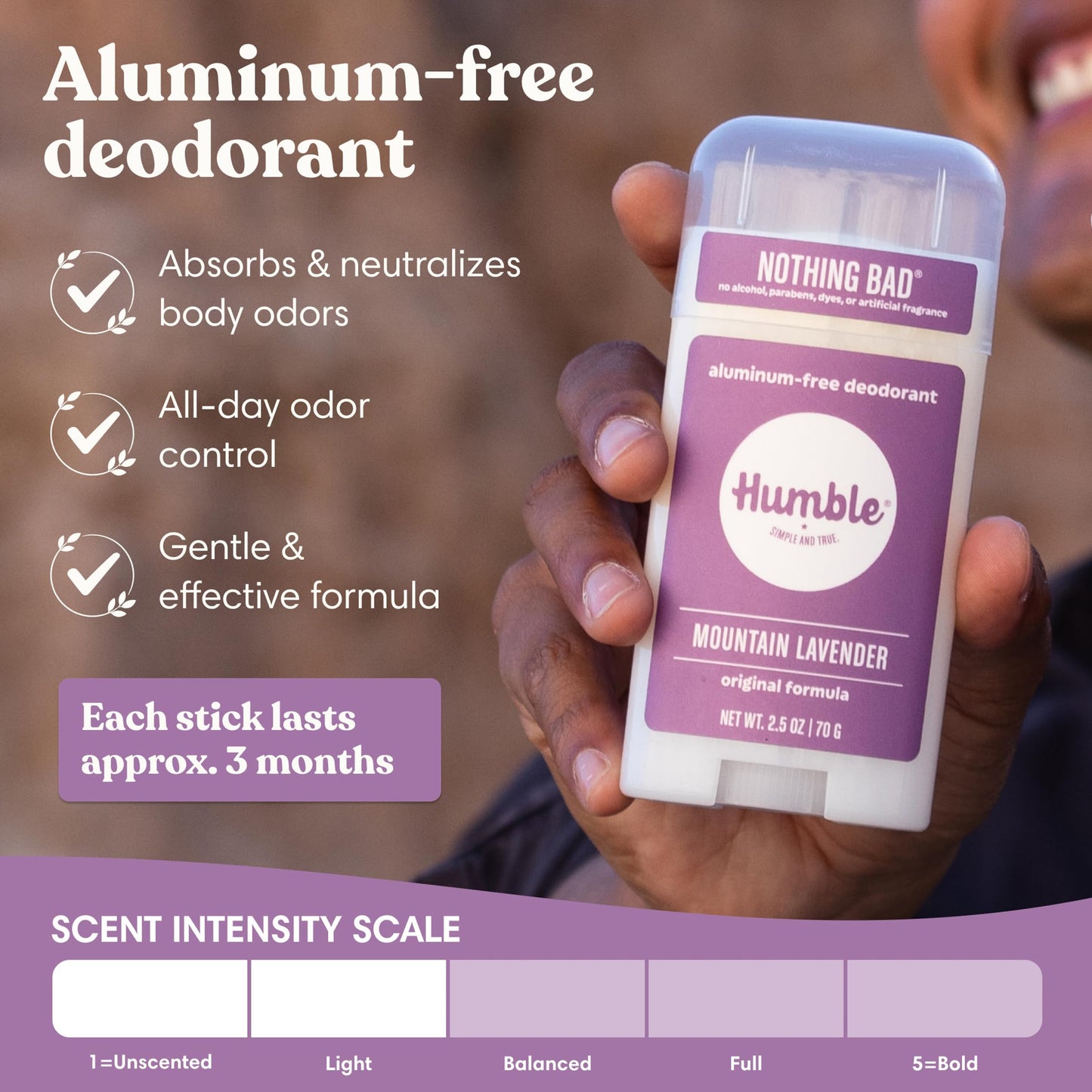 Humble Aluminum-Free Deodorant for Women & Men, Mountain Lavender - Clean & Fresh Natural Deodorant Stick with Essential Oils for Long-Lasting Odor Beauty and Personal Care HUMBLE SIMPLE AND TRUE.