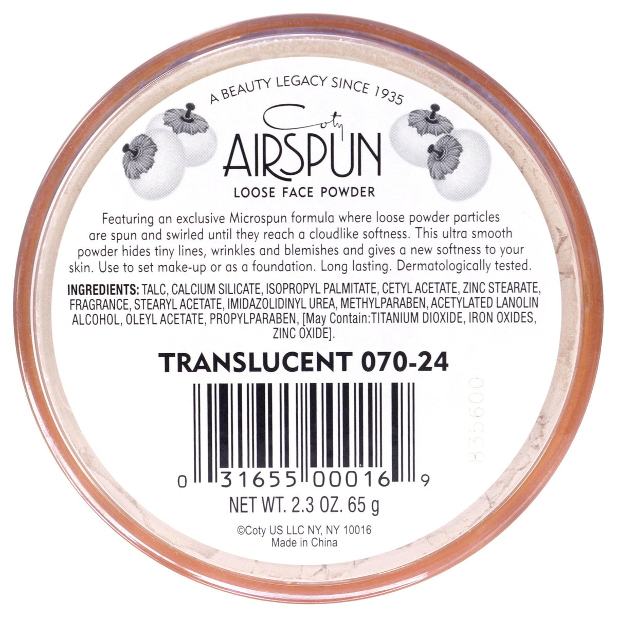 Airspun Coty Loose Face Powder, Translucent, Pack of 1 Beauty & Personal Care Airspun