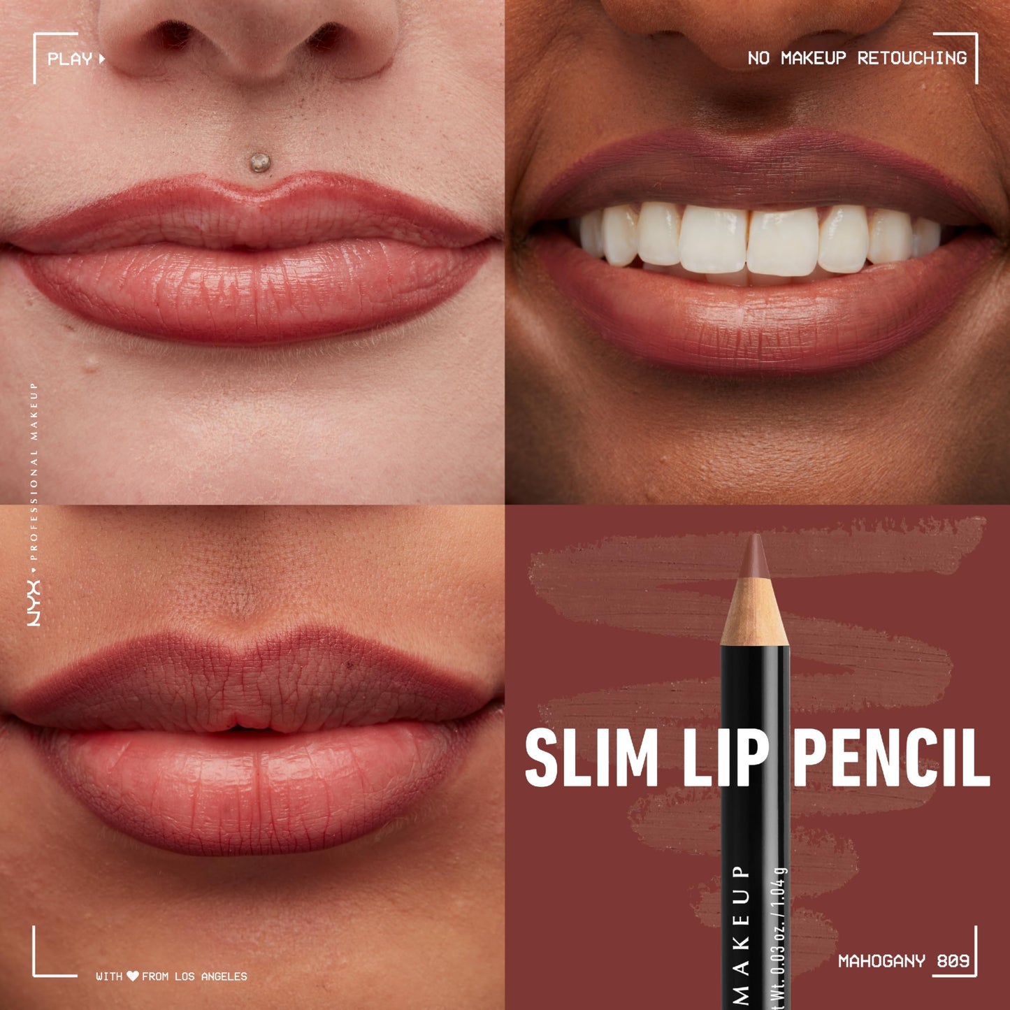 NYX PROFESSIONAL MAKEUP Slim Lip Pencil, Long-Lasting Creamy Lip Liner - Mahogany Beauty & Personal Care NYX PROFESSIONAL MAKEUP