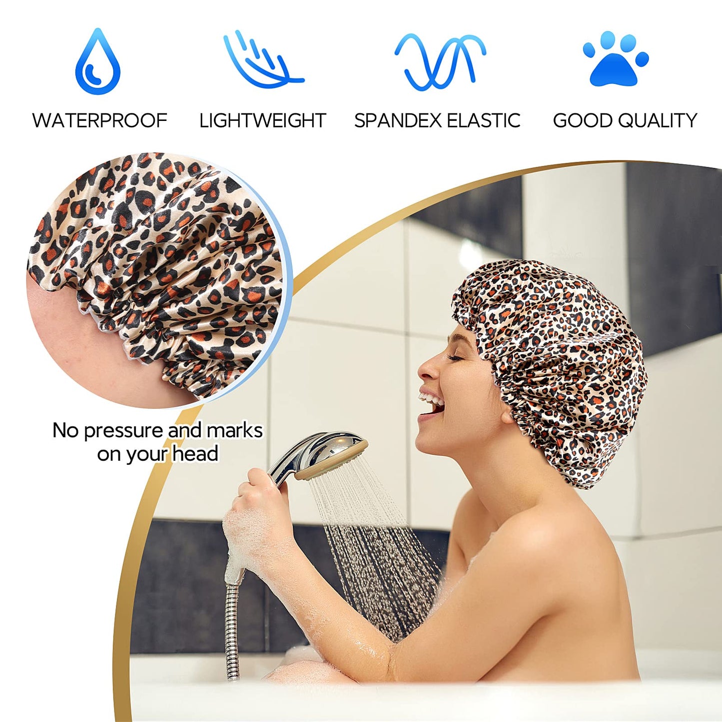 Shower Cap for Women, Oversized Waterproof Women Shower Caps, Extra Large Shower Cap Designed for all Hair Lengths with PEVA Lining & Adjustable Beauty & Personal Care Fishent