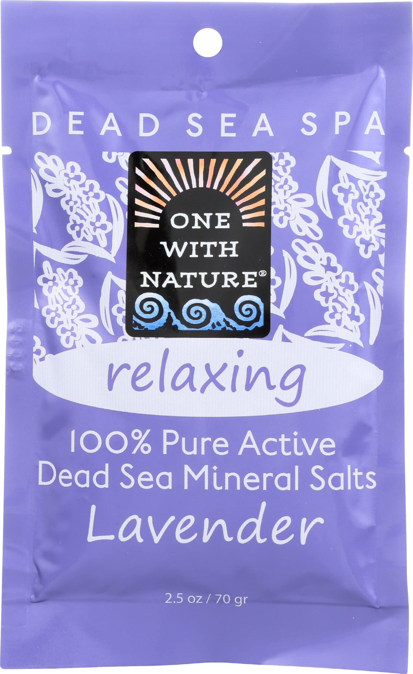 One With Nature Relaxing, 100% Pure Active Dead Sea Mineral Salts, Lavender, For Eczema, Psoriasis and All Skin Types, Natural, Therapeutic, 2.5 Oz Beauty and Personal Care One With Nature