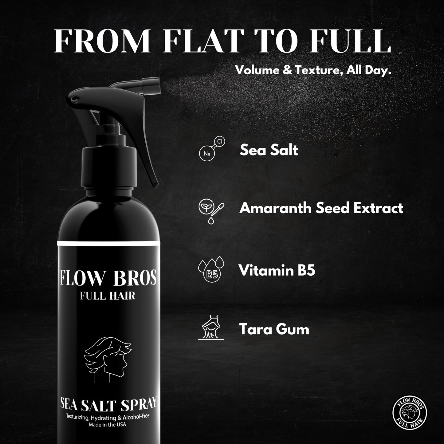 Flow Bros Sea Salt Spray for Hair - Texturizing & Volumizing Sea Salt Spray with Natural Ingredients, Vitamin B5 & Amaranth Seed Extract - Light Beauty & Personal Care Flow Bros