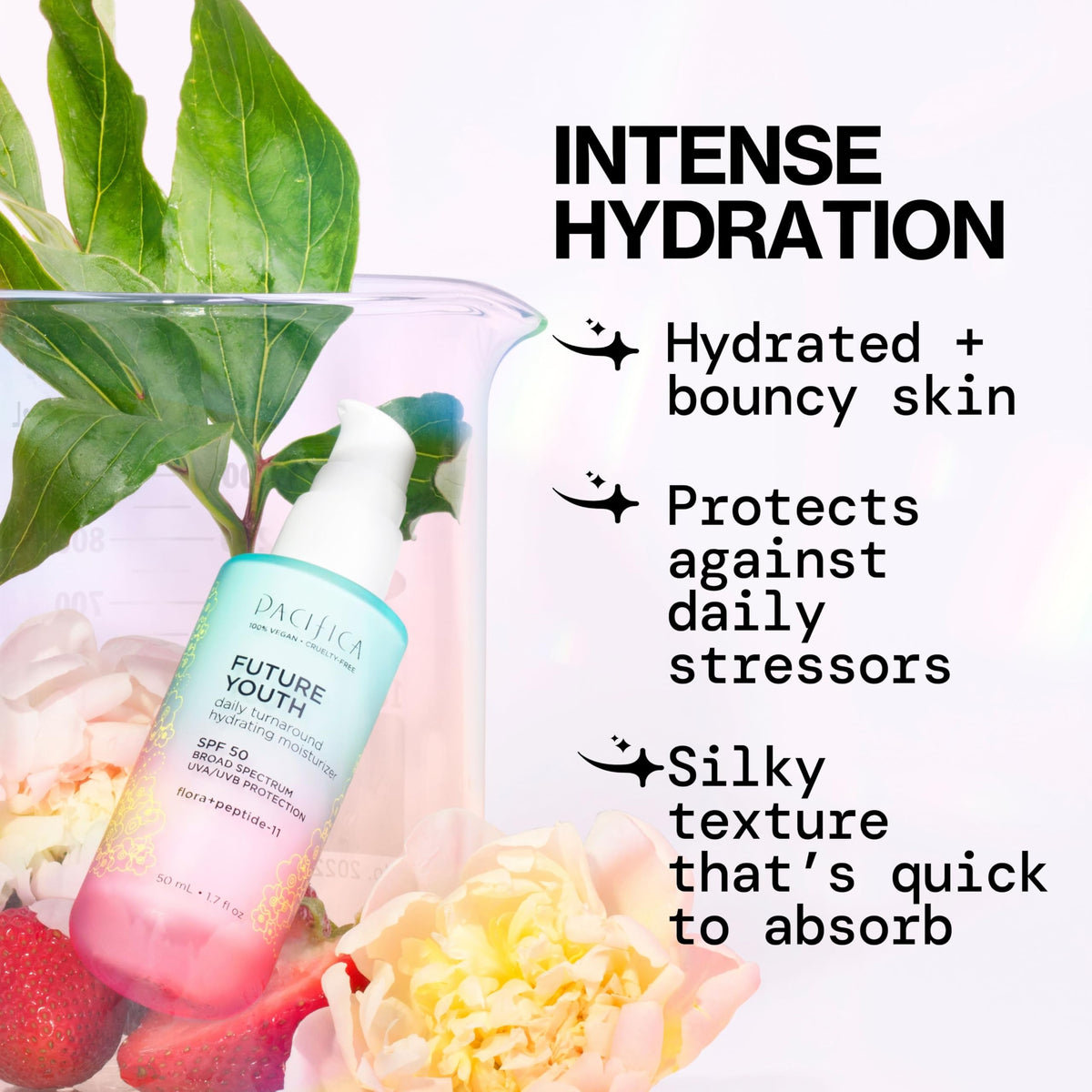 Pacifica Peptide Face Moisturizer Future Youth Daily Turnaround Hydrating, SPF 50 Broad Spectrum, UVA/UVB Sun Protection, Sunscreen, Face Moisturizer Beauty & Personal Care Pacifica