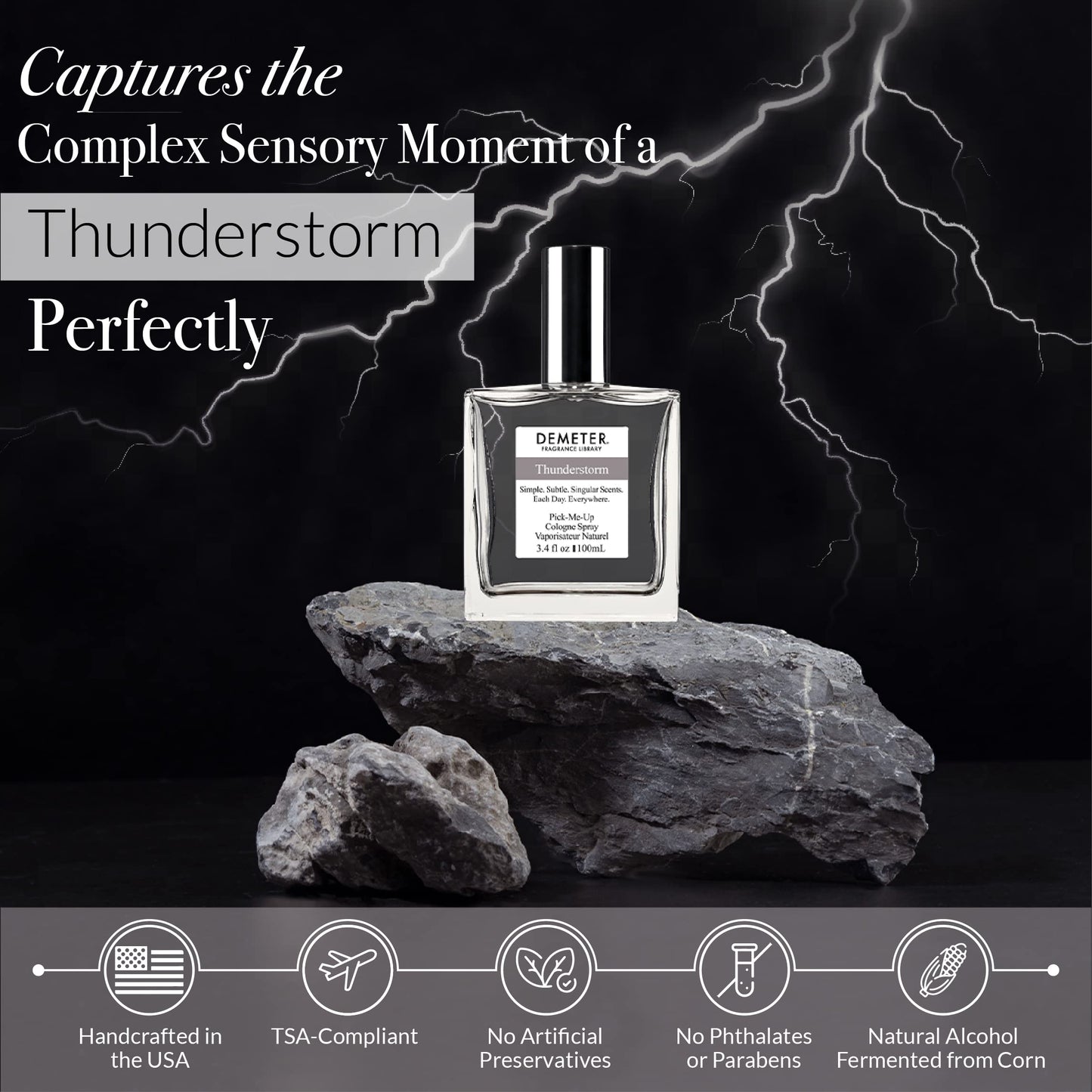 DEMETER Thunderstorm Cologne Spray - 3.4 oz - Perfume for Women Beauty & Personal Care DEMETER