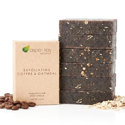 Coffee & Oatmeal Exfoliating Soap, Natural and Organic Coffee Scrub. With Organic Shea Butter & Pure Essential Oils. A Wonderful Oatmeal Soap, For Men Beauty & Personal Care Aspen Kay Naturals