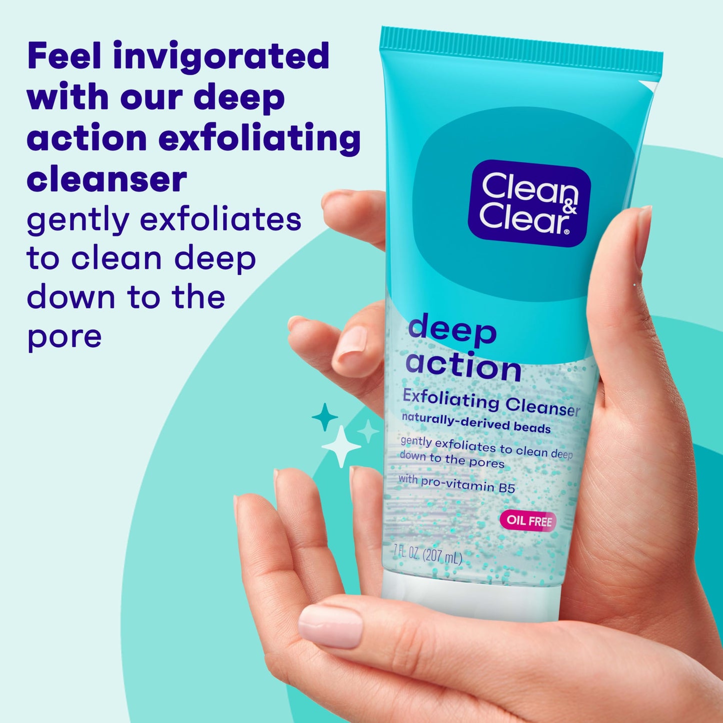 Clean & Clear Deep Action Exfoliating Facial Cleanser, Scrub & Face Wash, Pro-Vitamin B5, Lactic & Glycolic Acids, Oil-Free Gentle Daily Exfoliator Beauty & Personal Care Clean & Clear