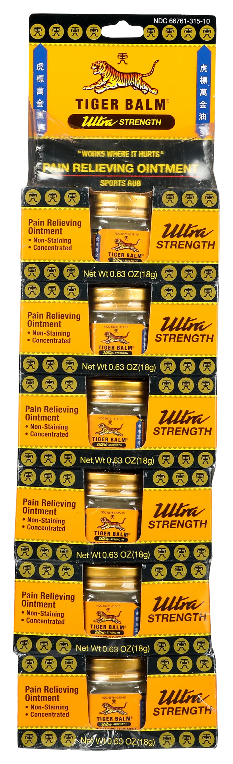 Tiger Balm Ultra Strength Rub Balm, Alcohol Free, Cruelty Free, 0.63 Ounce (Pack of 6) Beauty and Personal Care Tiger Balm