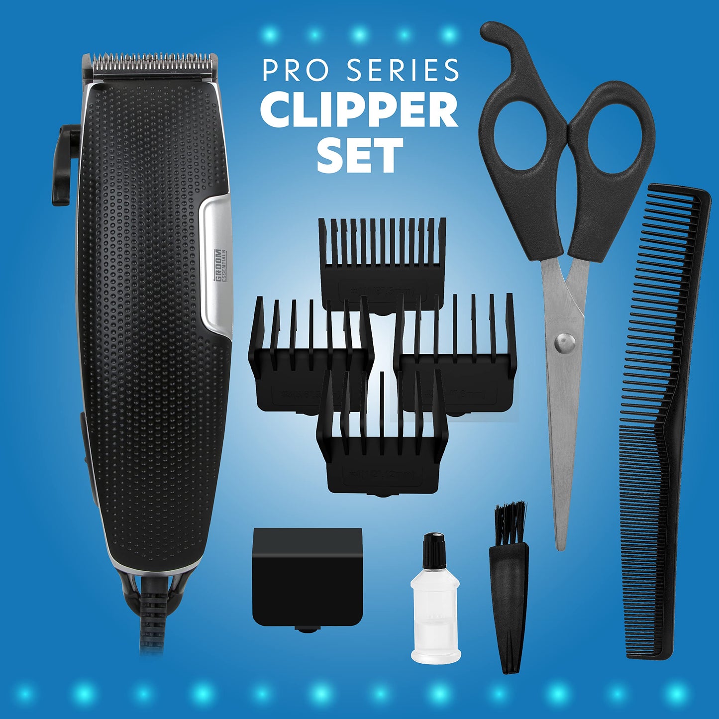 Hair Clippers for Men Professional Corded Clipper Kit - Beard & Mustache Trimmer, Barber Hair Cutting Machine with 4 Guide Combs, Scissors, Comb Beauty and Personal Care CHARGEWORX