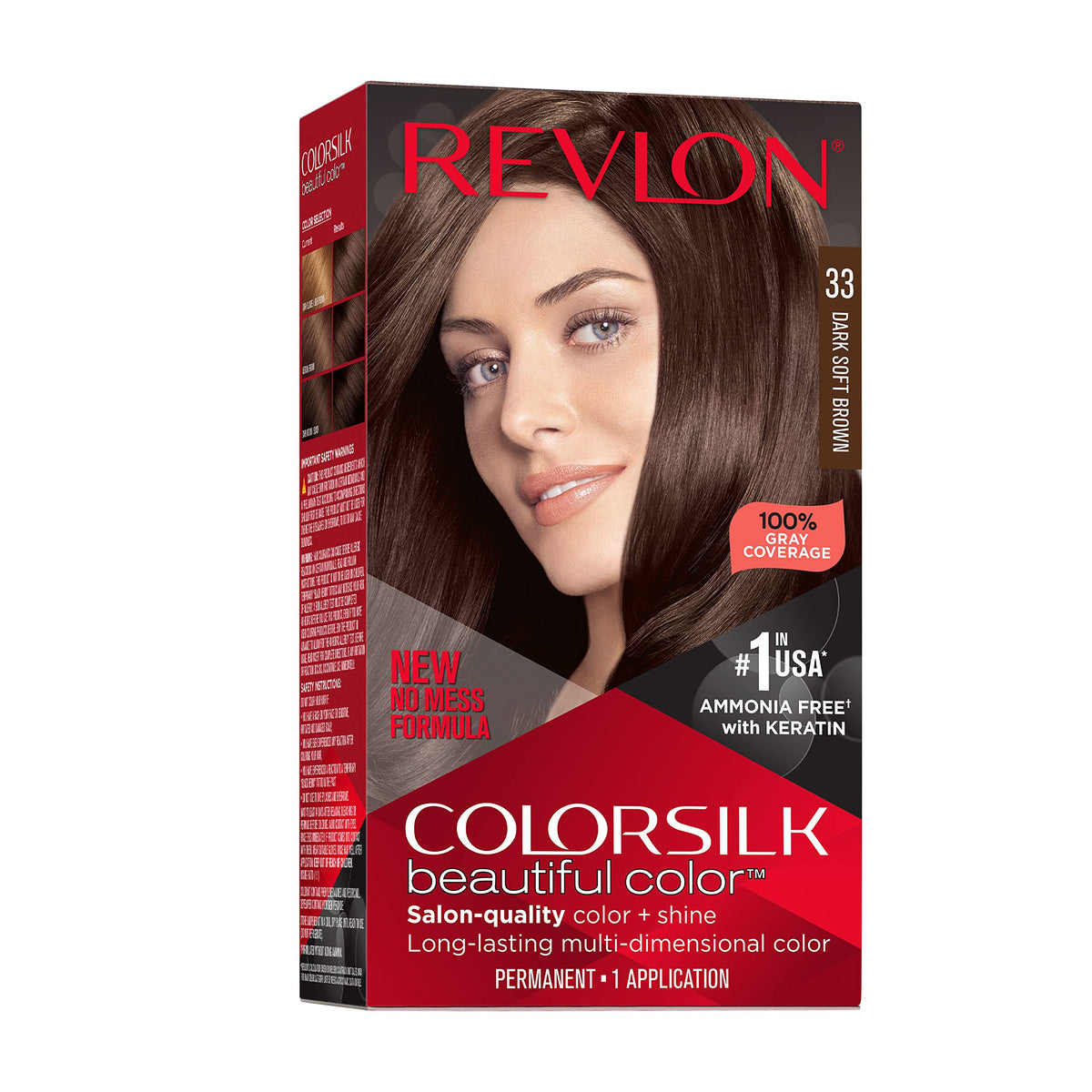 Revlon Colorsilk Beautiful Color Permanent Hair Color, Long-Lasting High-Definition Color, Shine & Silky Softness with 100% Gray Coverage, Ammonia Beauty & Personal Care REVLON