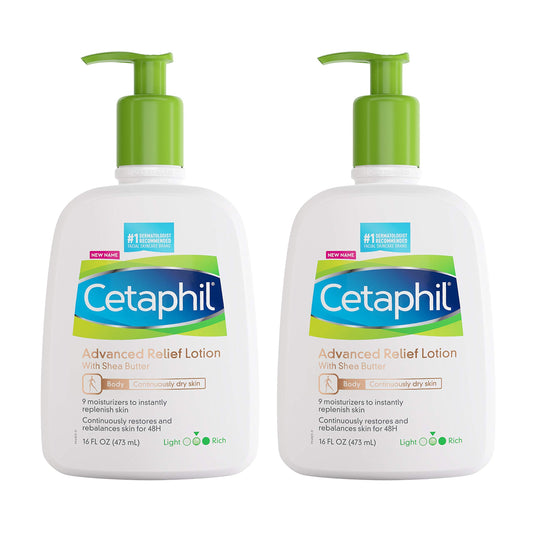 Cetaphil Advanced Relief Lotion with Shea Butter, 2 Pack - 16 oz, For Dry, Sensitive Skin, 48-Hr Moisture, Restores Skin Barrier, Fragrance Free Beauty & Personal Care Cetaphil