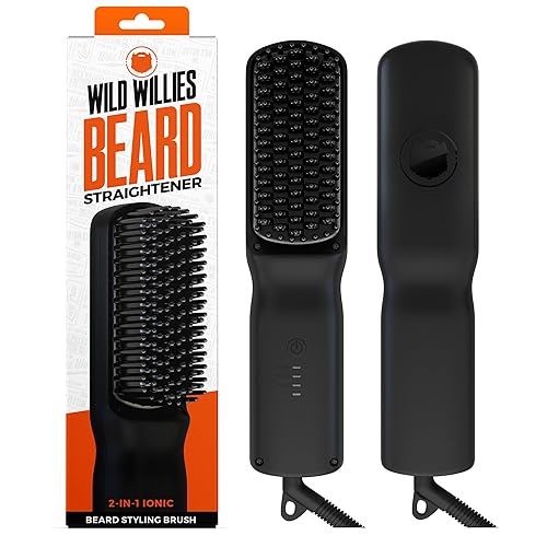 Wild Willies Beard Straightener for Men - 3 Temperature Settings, Tourmaline Ceramic Heated Beard Brush & Hot Comb - Portable, Ionic Technology Beauty & Personal Care Wild Willies