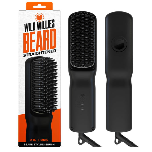 Wild Willies Beard Straightener for Men - 3 Temperature Settings, Tourmaline Ceramic Heated Beard Brush & Hot Comb - Portable, Ionic Technology Beauty & Personal Care Wild Willies