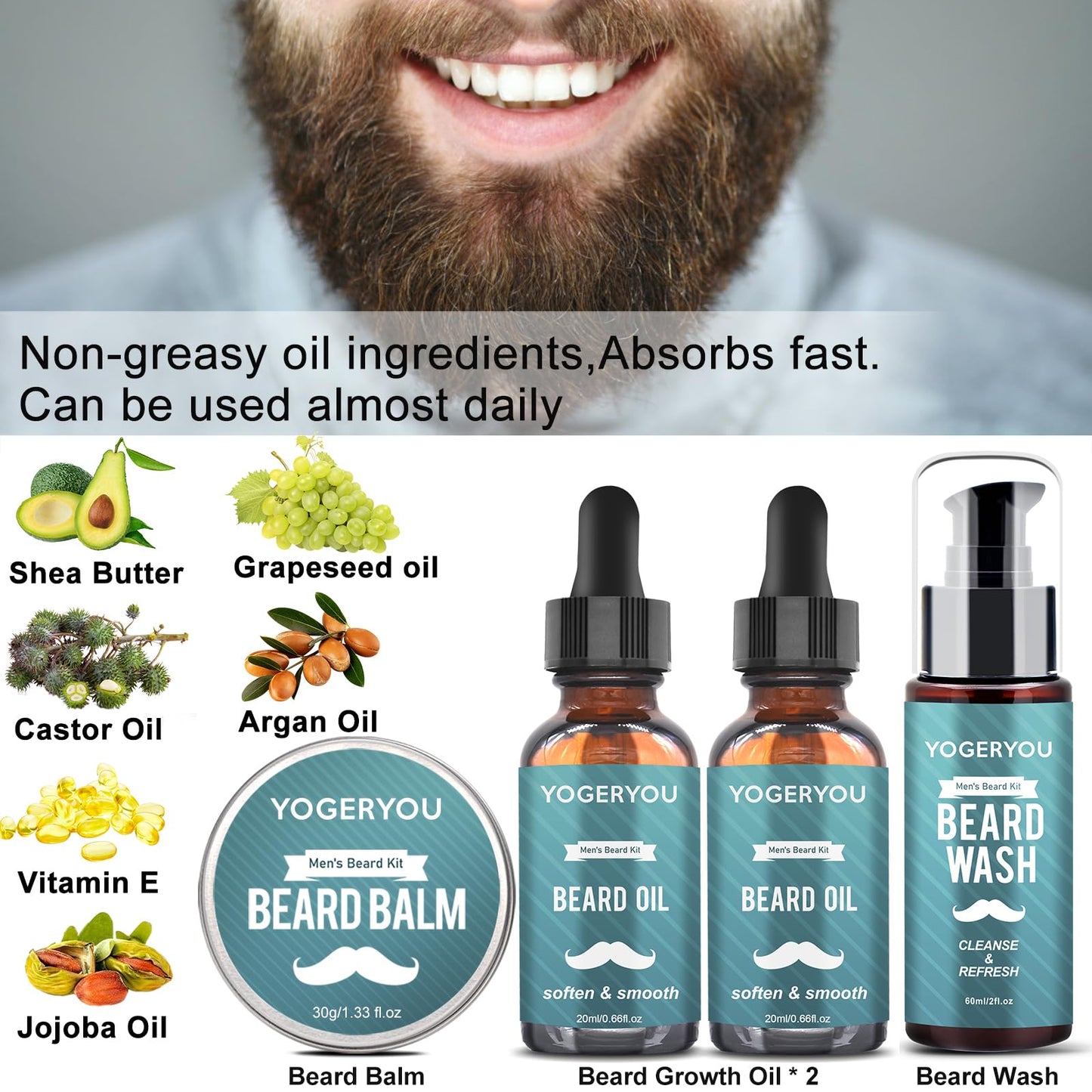 Beard Kit with Straight Razor,Beard Oil x2, Easy Styling & Daily Grooming Beauty and Personal Care YogerYou