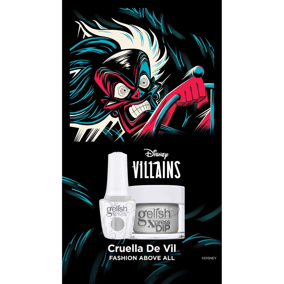 Gelish Xpress Dip "Fashion Above All" Disney Villains Collection, 1.5 oz. - Silver Metallic
