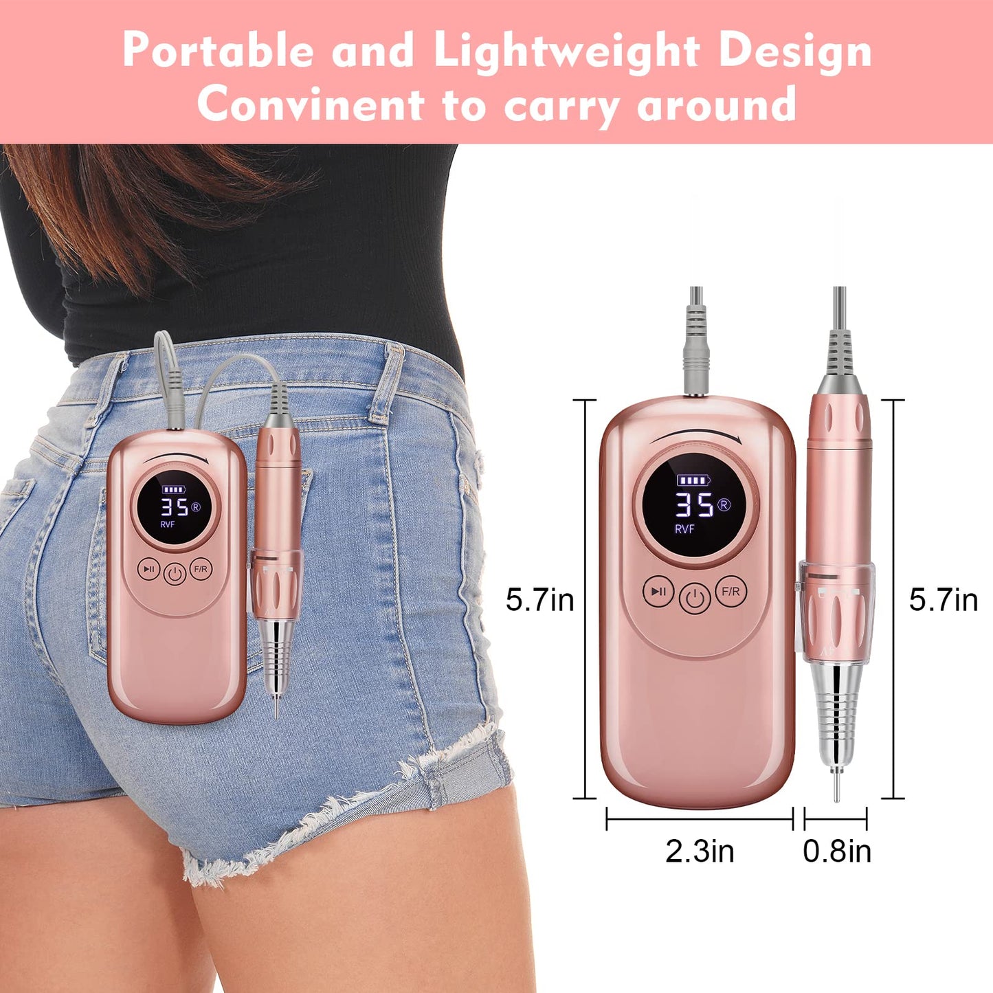 Rechargeable 35000 RPM Nail Drill, Portable Cordless Professional Electric Nail File Kit with 11 Nail Drill Bits for Acrylic, Gel Nails, Manicure Beauty & Personal Care IBDFHA