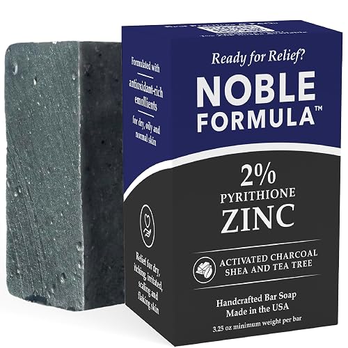Noble Formula 2% Pyrithione Zinc Activated Charcoal Soap with Shea Butter and Tea Tree Oil - Face, Body and Scalp Deep Cleansing Bar for Oily or Flaky Beauty & Personal Care Noble Formula