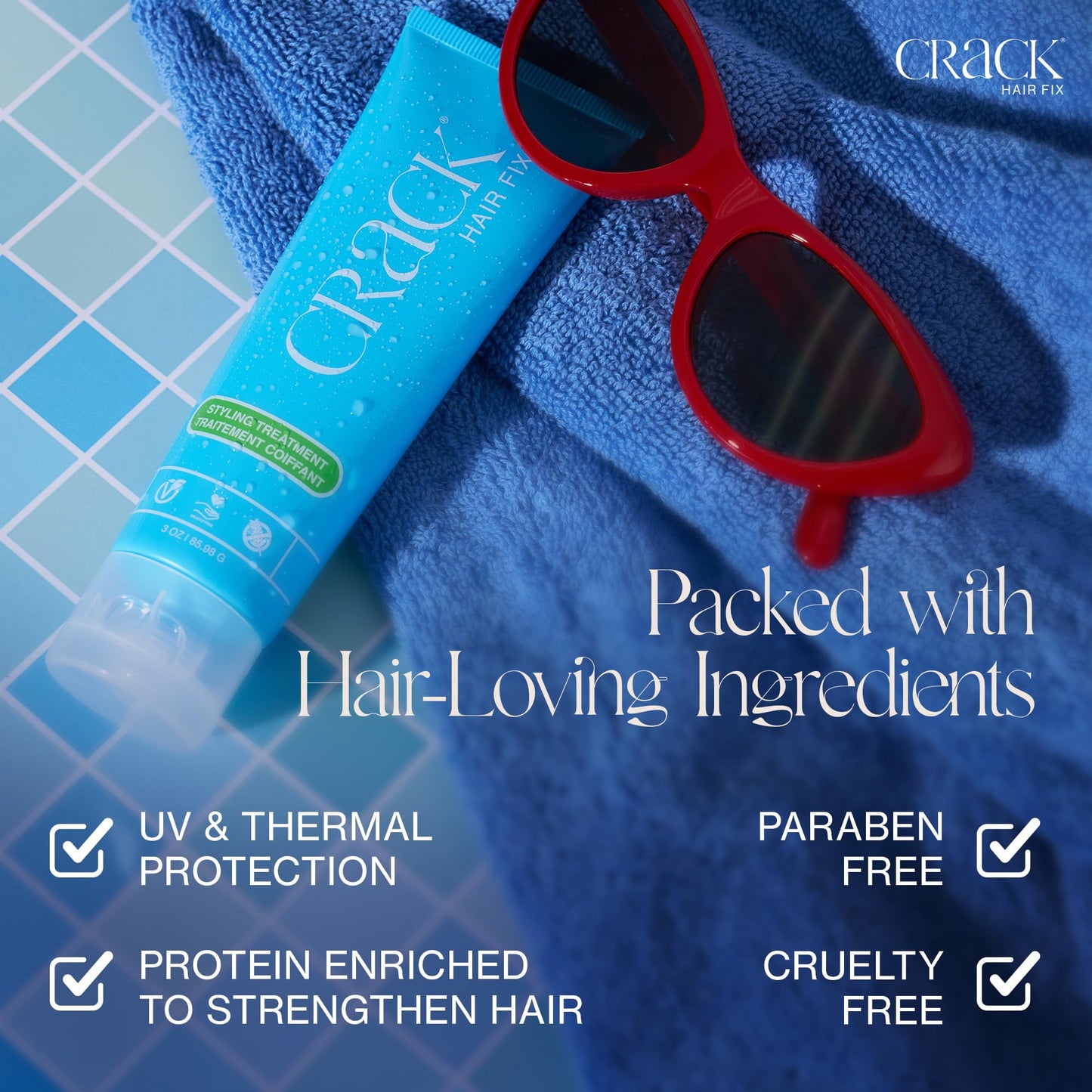 Crack HAIR FIX Styling Treatment - Multi-Tasking, Anti-Frizz, Leave-In Styling Cream with Protection from Humidity, Chlorine, Heat Treatments & Sun, 3 Beauty & Personal Care Crack