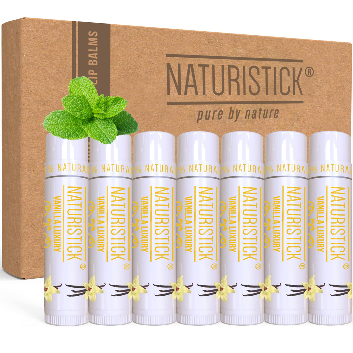 7-Pack Premium Beeswax Lip Balm by Naturistick | Chemical-Free, 100% Natural Chapstick for Dry, Chapped Lips | Made with Coconut Oil, Shea Butter Beauty & Personal Care Naturistick