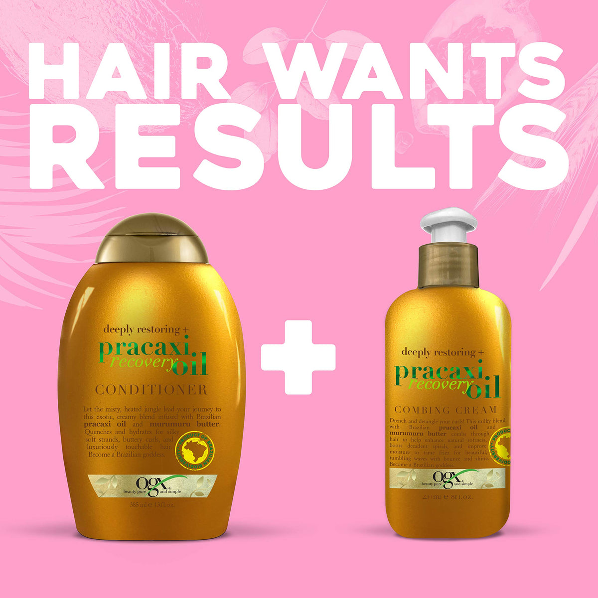 OGX Deeply Restoring + Pracaxi Recovery Oil AntiFrizz Conditioner with Murumuru Butter to Intensely Hydrate Curly Wavy Hair SulfateFree Surfactants