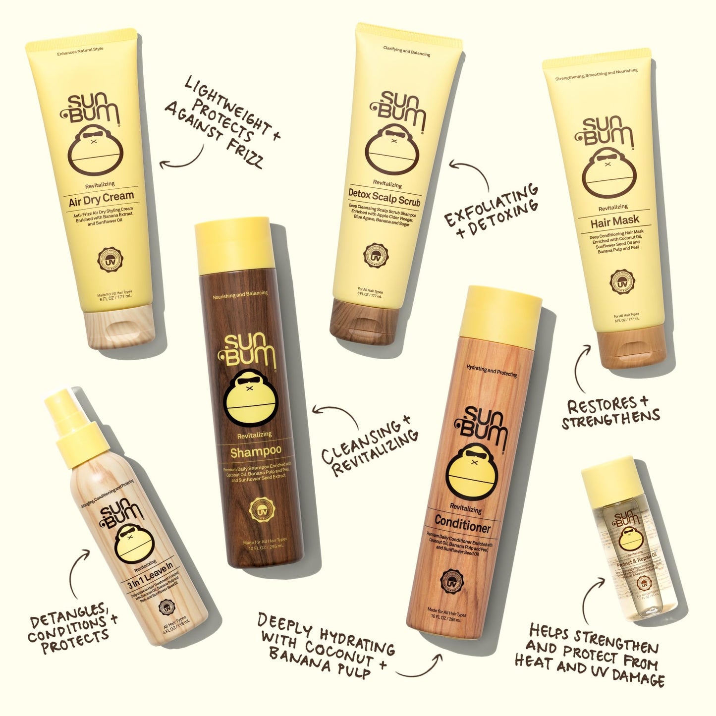 Sun Bum Sun Bum Revitalizing Shampoo and Conditioner Vegan and Cruelty Free Hydrating, Moisturizing and Shine Enhancing Hair Wash 10 Ounce Each Beauty & Personal Care Sun Bum