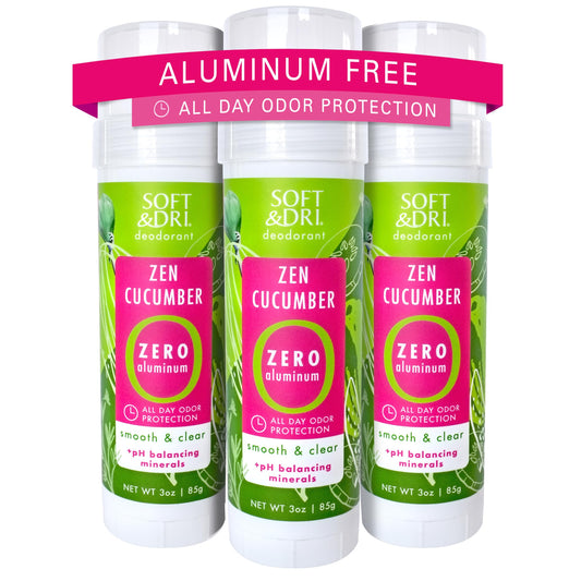 Soft & Dri Zen Cucumber Aluminum Free Deodorant, 3 oz, Smooth and Clear Stick, pH Balancing Minerals, 3 Pack Beauty and Personal Care Soft & Dri