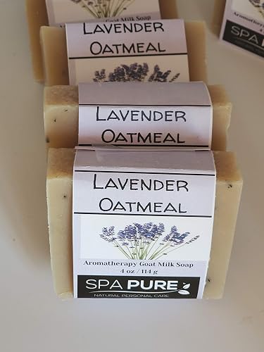Spa Pure Aromatherapy Goatmilk Soap, Lavender Oatmeal, plant based ingredients, Lavender essential oil, all natural, 4.5 oz each (Lavender Oatmeal) Beauty & Personal Care Spa Pure
