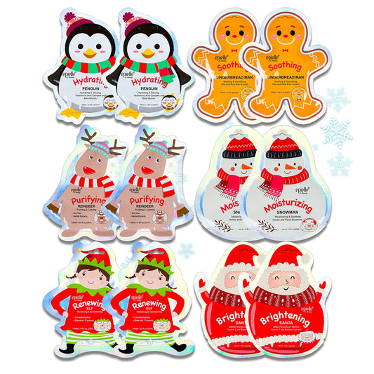 Epielle Christmas Holiday Sheet Mask Set 12pk – Fun Santa, Reindeer, Snowman & More | Stocking Stuffers, Spa Party Favors & Gift Ideas Beauty & Personal Care Epielle