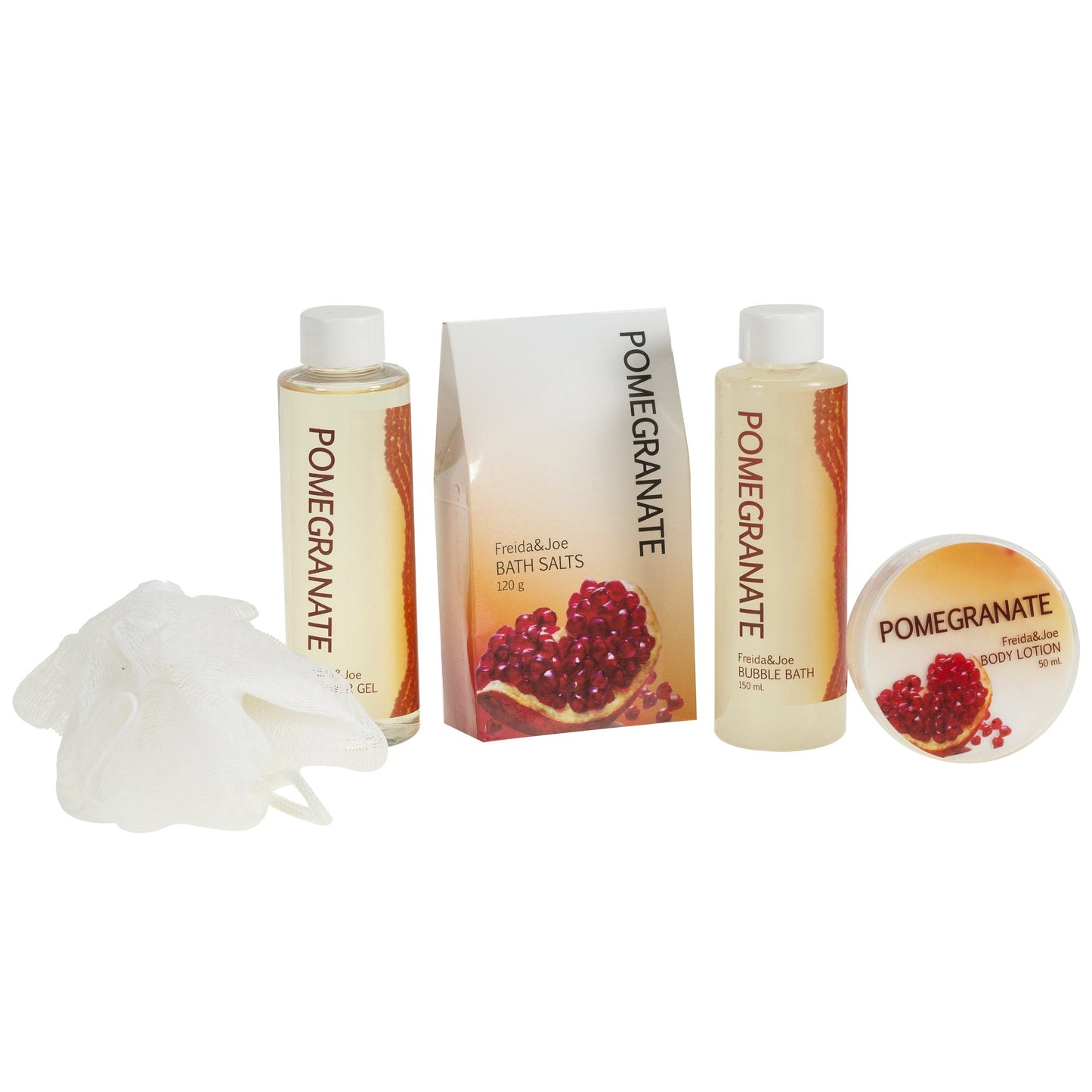 Red Pomegranate Home Spa Bath Basket - Bath & Body Set For Women - Contains Shower Gel, Bubble Bath, Body Lotion, Pomegranate Bath Salt & Pouf in Red Beauty & Personal Care Freida and Joe