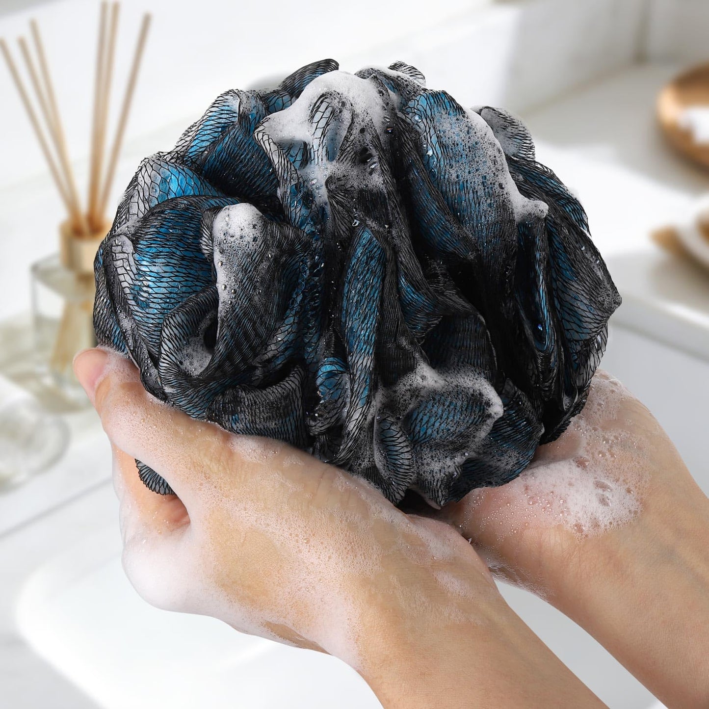75g/Piece Loofah Bath and Shower Sponge Pouf, Mesh Bath Sponge Exfoliating Body Scrubber Ball Pack of 4, Large Beauty and Personal Care Tbestmax