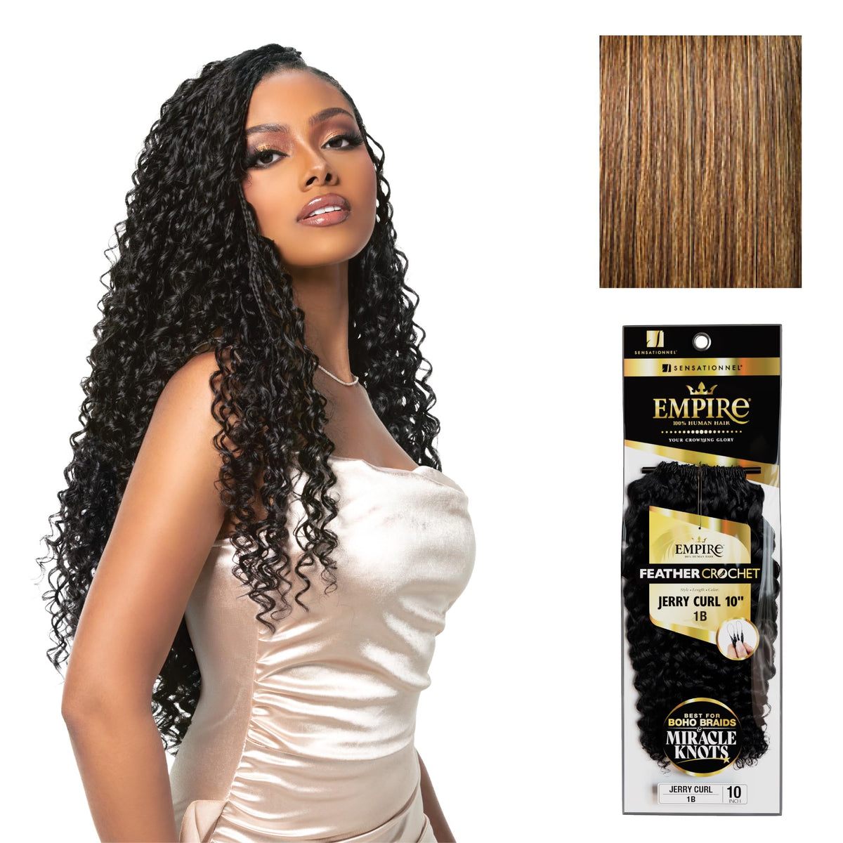 Sensationnel Empire Feather Crochet Braids-Jerry Curl,10 inch, S4/27