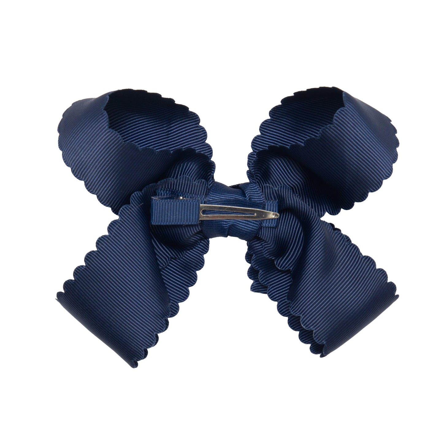 HAIRBOWS Girls' Grosgrain Scalloped Edge Bow with a Knot Wrap Center on a Clip, All Ages and Hair Types, 5 Inch Bow, Navy Beauty & Personal Care HAIRBOWS.COM