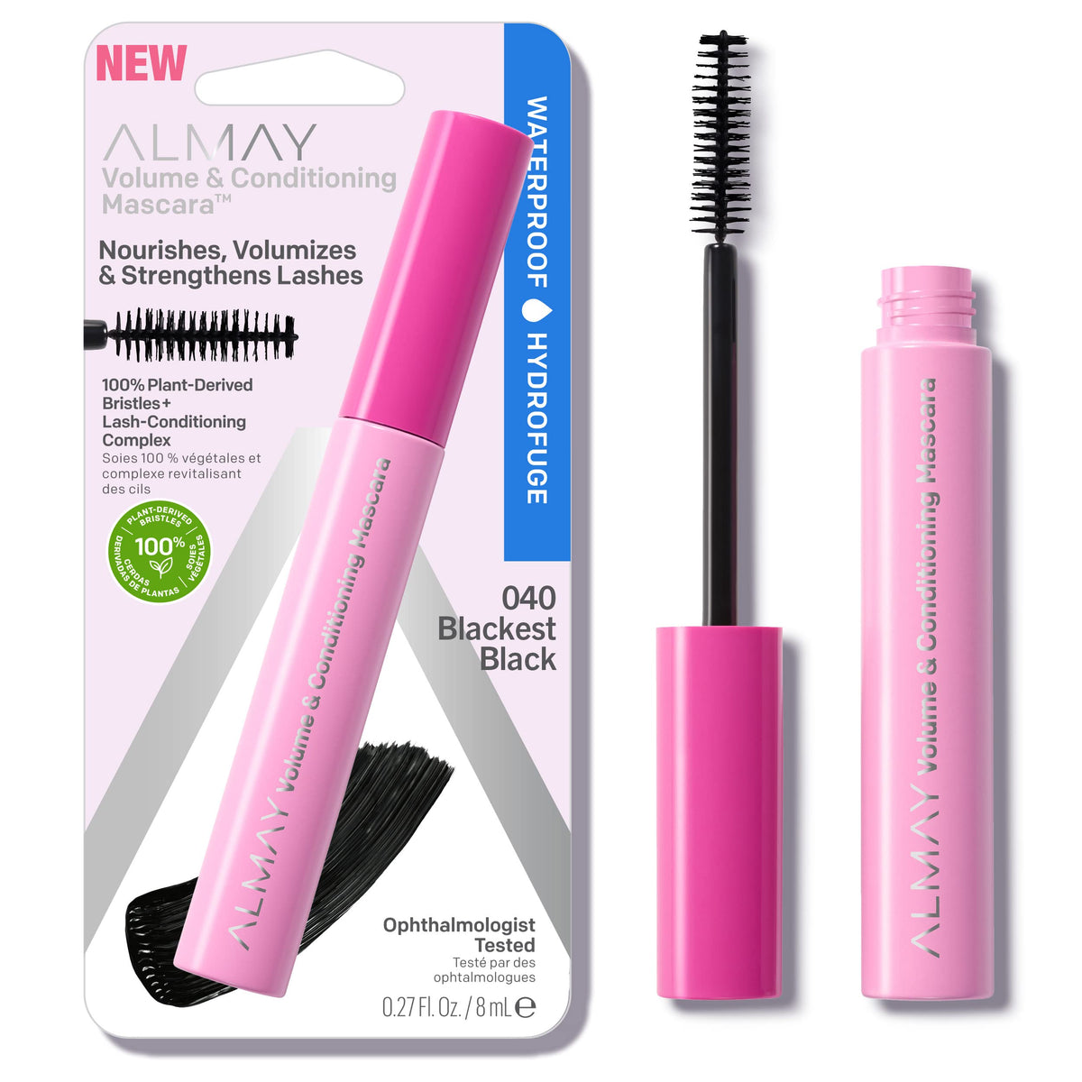 Almay Volume & Conditioning Mascara, Hydrating All Day Wear, 40 Blackest Black Waterproof, 0.27 fl oz Beauty & Personal Care Almay