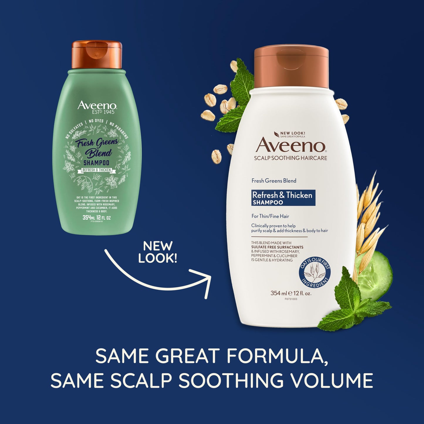 Aveeno, Fresh Greens Blend Sulfate-Free Shampoo with Rosemary, Peppermint & Cucumber to Thicken & Nourish, Clarifying & Volumizing Shampoo for Thin or Beauty & Personal Care Aveeno