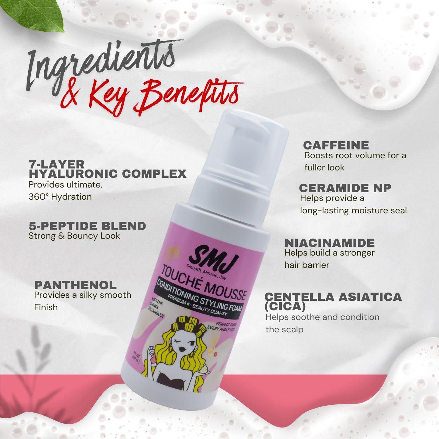 SMJ 360° TOUCHÉ MOUSSE - Curl Defining Foam | Frizz Control & Soft Flexible Hold | for Natural Hair, Braids, Crochet & Protective Styles | No Crunch Beauty & Personal Care SMJ