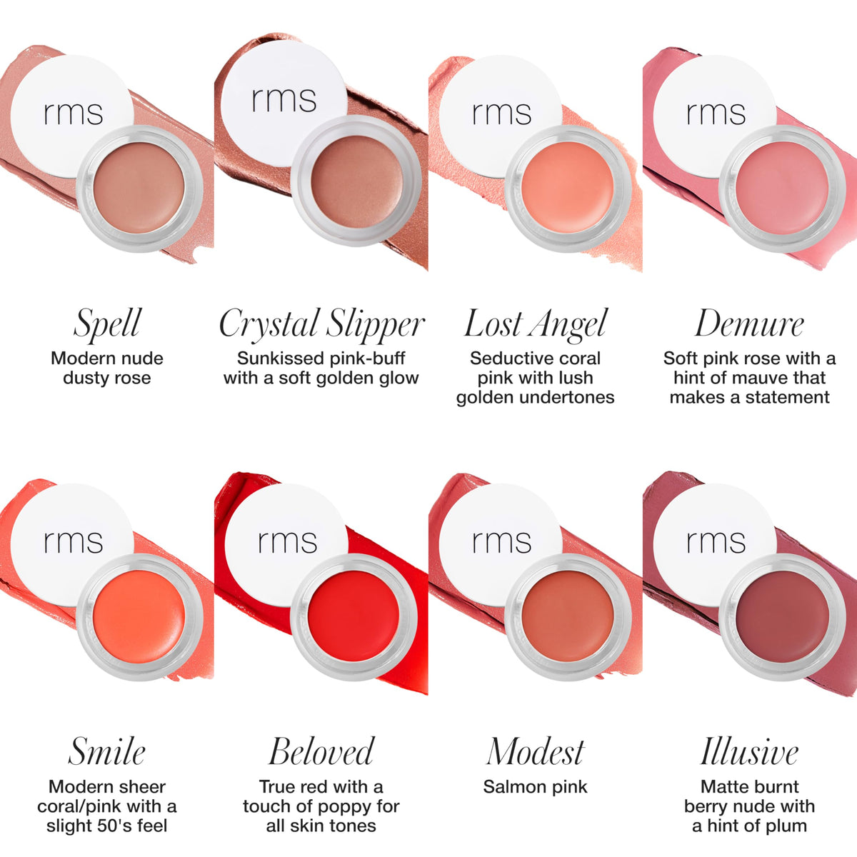 RMS Beauty Lip2Cheek Cream Blush & Lip Tint Multi-Use Hydrating Cream Color Natural Pigments Lightweight Glow Long-Lasting Portable 0.28 oz