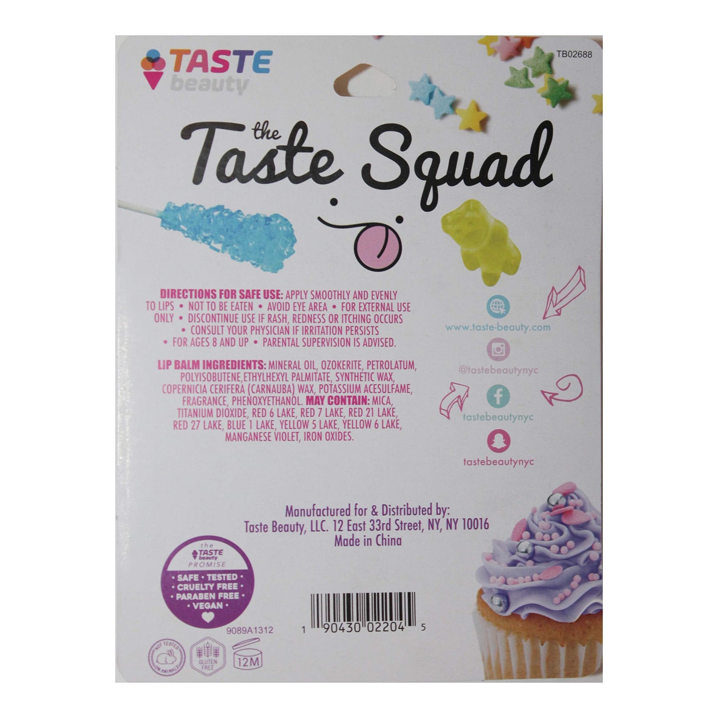 Taste Beauty (1) Pack The Taste Squad Flavored Lip Balm Set - 5 Flavored Lip Balm Tubes per Pack - Birthday Cake, Cotton Candy, Gummy Bears, Cupcake Beauty and Personal Care Taste Beauty