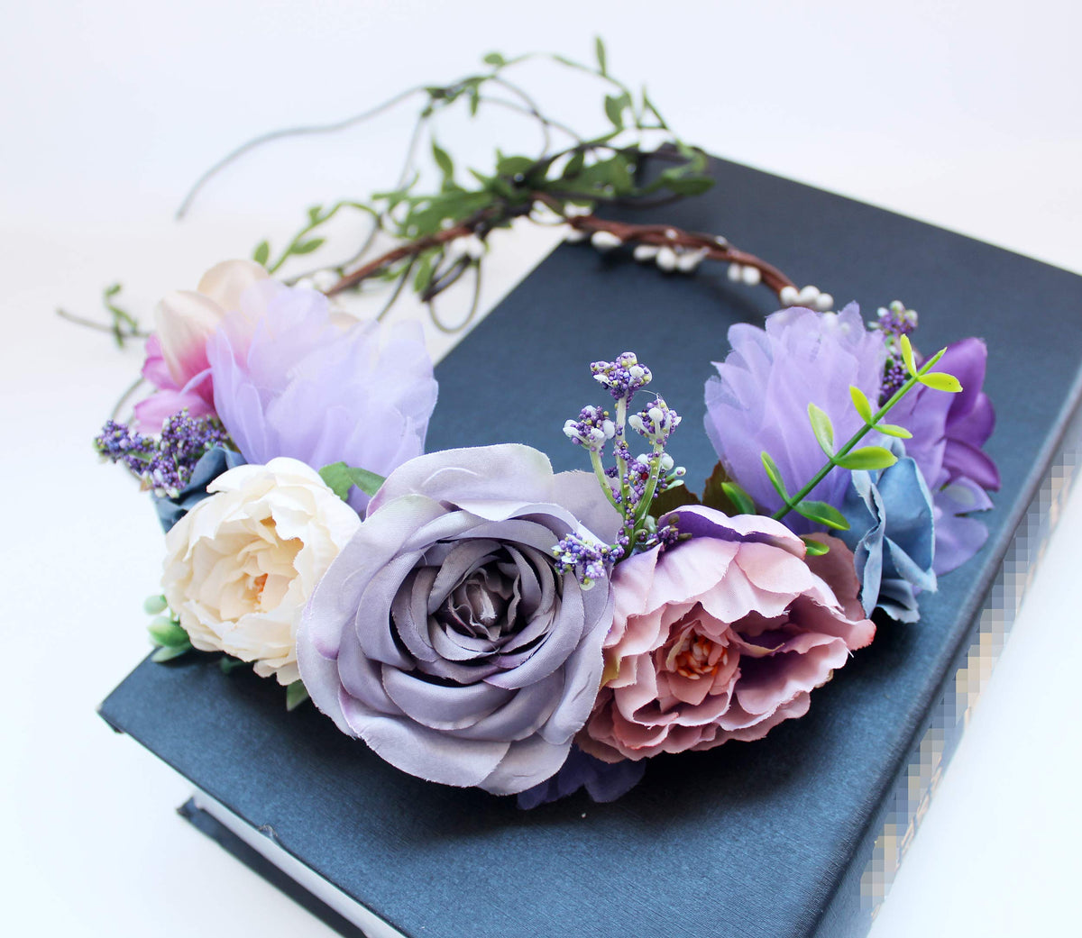 LLinfflr Boho Flower Crown Garland Headband Floral Halo Headpiece Lavander
