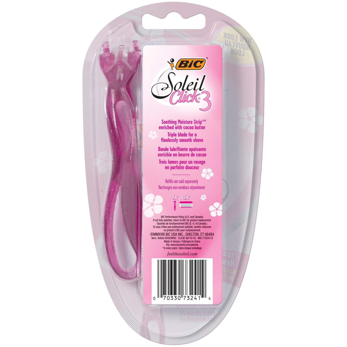 Bic Bic Simply Soleil Click Women Triple Bladed Disposable Razors, 1 Handle 6 Cartridges 1 Ea Beauty and Personal Care BIC