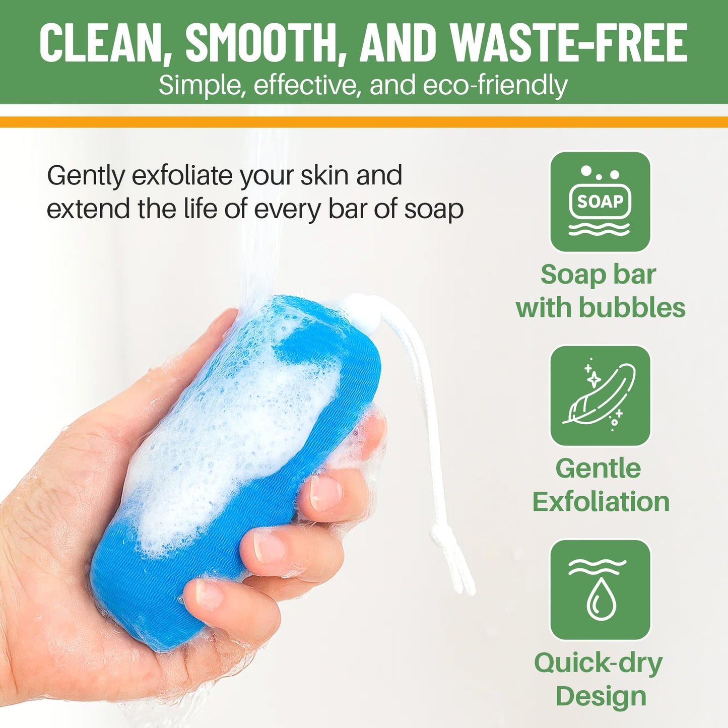 Evelots Exfoliating Mesh Loofah Soap Pouches - 5 Pack - Bath, Shower Body Facial Cleaning Scrubbers - Removes Dead Skin - Hanging Cord - Extend Beauty and Personal Care Evelots