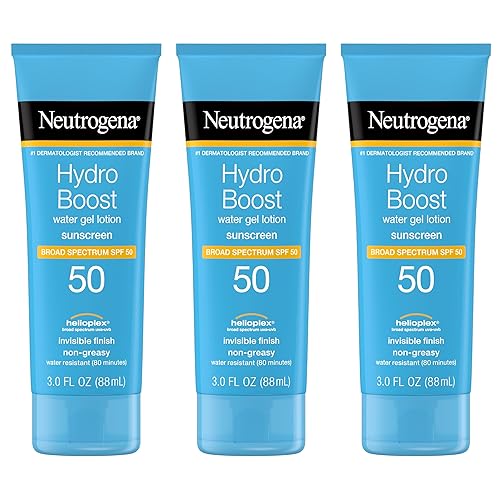 Neutrogena Hydro Boost Water Gel Moisturizing Sunscreen Lotion, Broad Spectrum Sunblock SPF 50, Water Resistant Travel Size Sunscreen For Sensitive Beauty & Personal Care Neutrogena