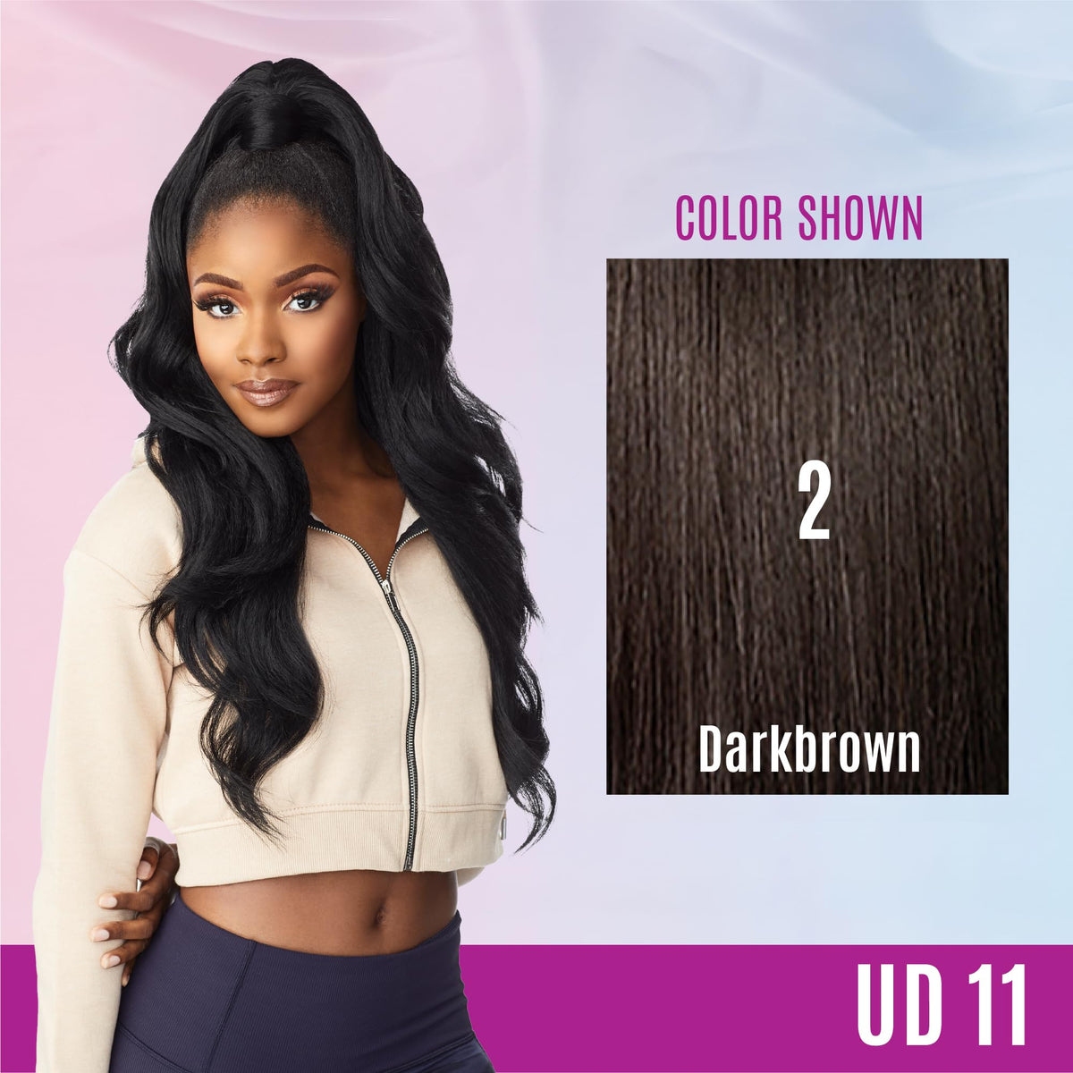 Sensationnel Instant Updown Halfwig Pony-lud 11, 2 DARKBROWN