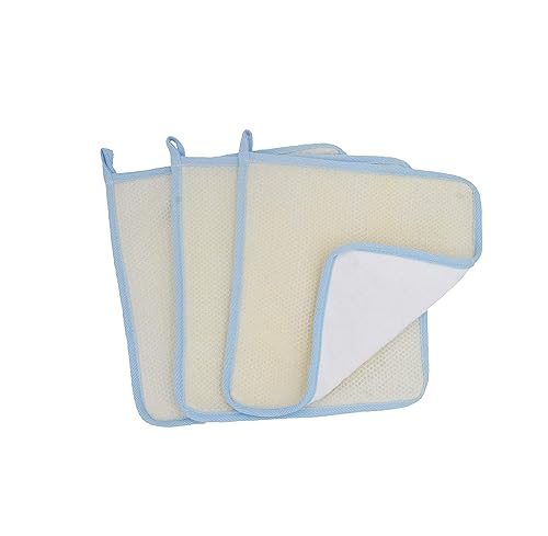 Bleu Bath (3 Pack) Dual-Sided Exfoliating Skin Towel Cotton Terry Body Cloth Scrubber Premium Sturdy Loofah Towel Soft and Buffing Wash Cloth White Beauty & Personal Care Bleu Bath