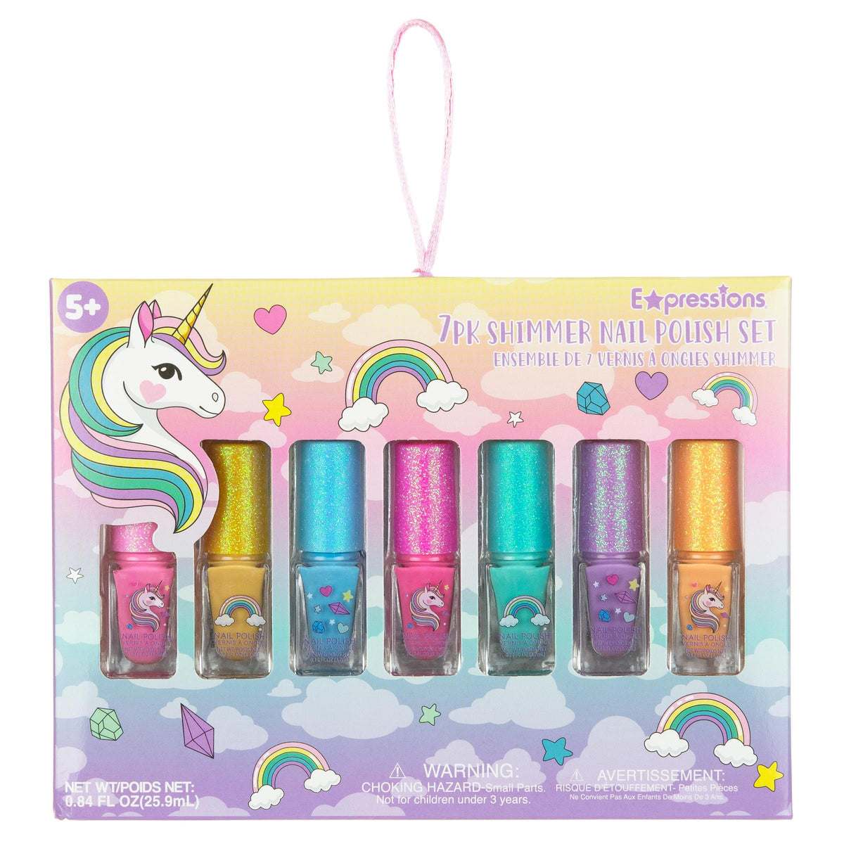 7pc Unicorn Shimmer Nail Polish Set for Girls - Glitter Cap, Non-Toxic Quick Dry Manicure & Pedicure Kit, Vibrant Assorted Shades Beauty & Personal Care EXPRESSIONS