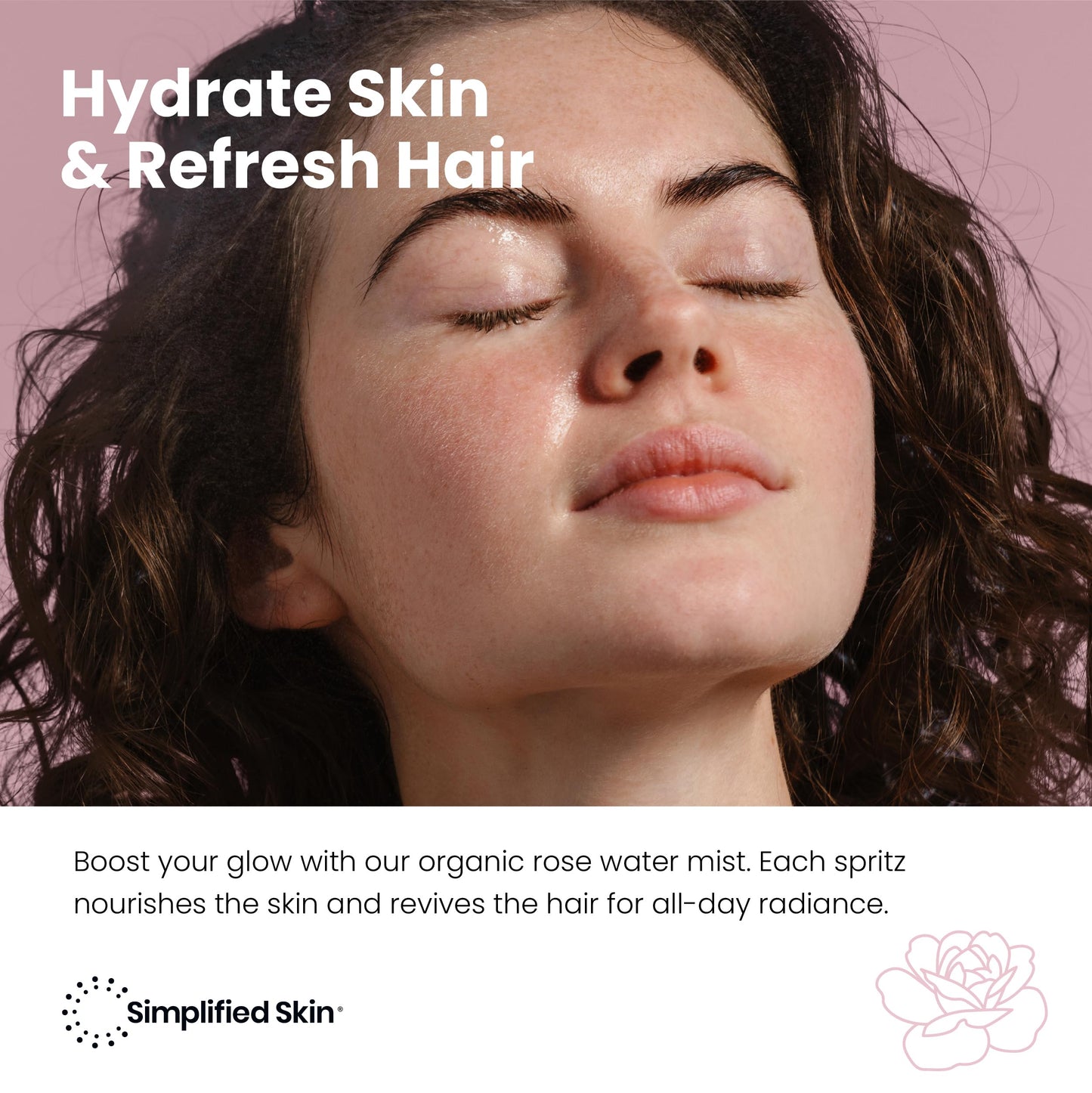 Rose Water Spray for Face & Hair - Pure USDA Organic Rosewater Toner - Refreshing Mist for Skin Care, Makeup & Locs - Natural Rose Scent, 4 Oz Beauty and Personal Care Simplified Skin