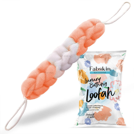 Fabskin Luxury Back Scrubber Loofah Belt for Bathing For Men and Women - Strechable 9 Knots Bath Sponge (PEACH) Beauty and Personal Care FABSKIN