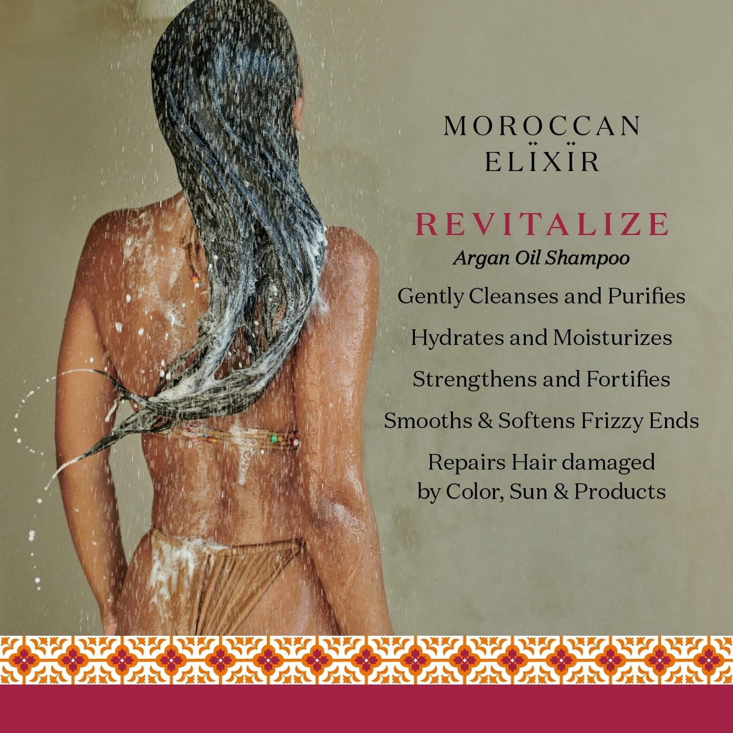 Moroccan Elixir Revitalize Argan Oil Shampoo, Paraben and Sulfate Free Shampoo Repairs Dry, Damaged, Color-treated Hair, Tames Frizz and Promotes Beauty & Personal Care Moroccan Elixir